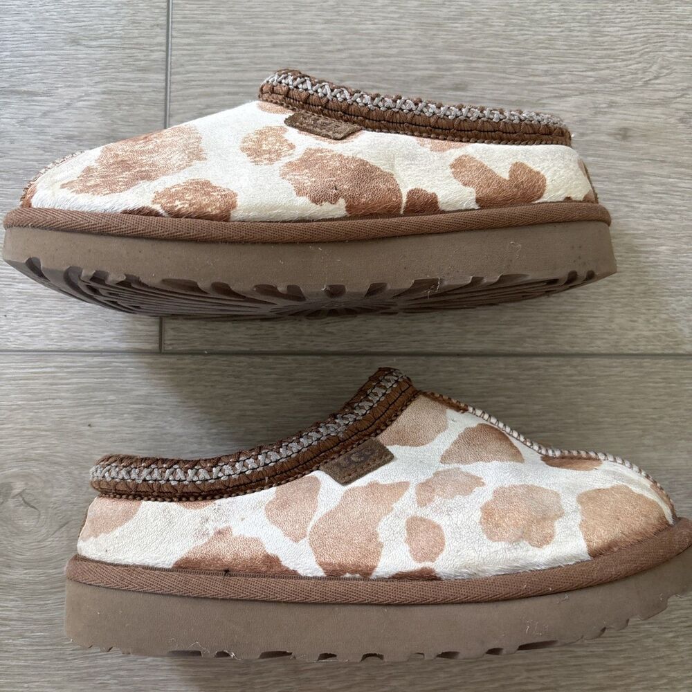 UGG Tasman Cow Print Shearling Suede Y2K Festival 90s boho Slip-On Slipper clog